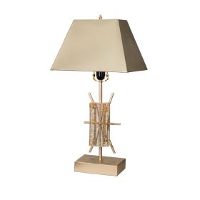 26 Inch Modern Accent Table Lamp, Metal And Acrylic Frame, Champagne Gold (Color: gold)