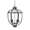16 Inch 4 Light Chandelier, Metal, Scalloped Trim, Rustic Vintage Gray