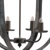 16 Inch 4 Light Chandelier, Metal, Scalloped Trim, Rustic Vintage Gray