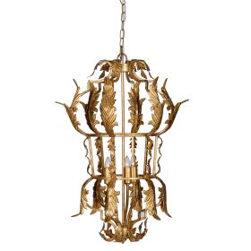 20 Inch Luxury Grade 3 Light Chandelier, Acanthus Leaf, Metal Gold Finish (Color: gold)