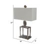 27 Inch Table Lamp, Agate Accents, Off White Rectangular Shade, Chrome